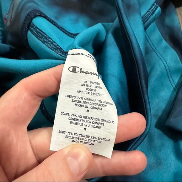 Champion Blue & Black Tie Dye Print Mid Rise Sport Jogger Tight in Cloud Burst M - Picture 7 of 11